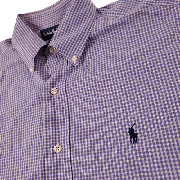 Ralph Lauren Yarmouth Mens Vintage Blue Yellow Plaid Button Up Shirt 16 34 - Picture 1 of 6